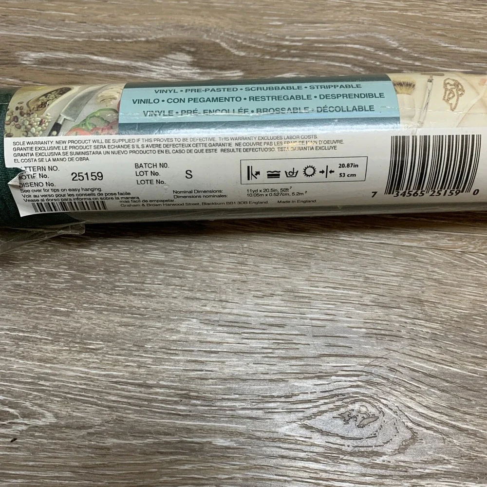 Graham & Brown Green Faux Bois Vinyl Pre-pasted Vintage Wallcovering Wallpaper